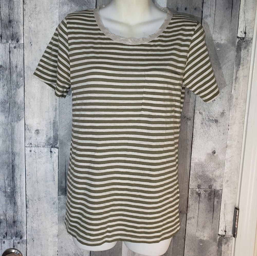 J. Crew striped tee t shirt with metallic size small